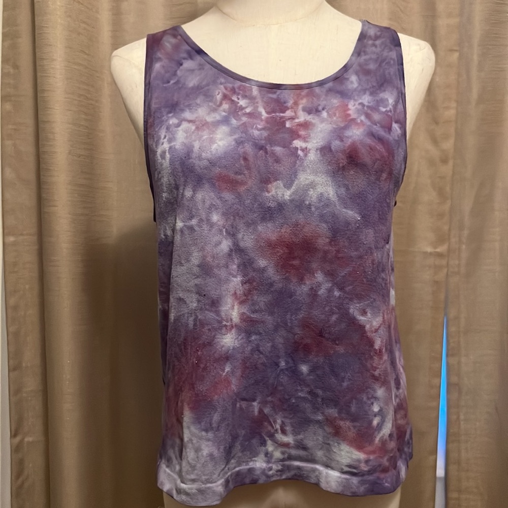 Tangerine Crop Tank Watercolor Purple Tie Dye Womens XXL